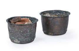 A PAIR OF RIVETTED COPPER COUNTRY HOUSE LOG BINS, SECOND HALF 19TH CENTURY