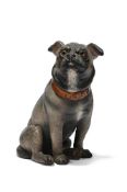 AN AUSTRIAN TERRACOTTA FIGURE OF A PUG, CIRCA 1900
