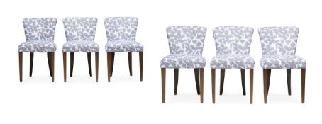 A SET OF SIX WILLIAM YEOWARD 'WEDMORE' OAK AND UPHOLSTERED DINING CHAIRS, OF RECENT MANUFACTURE