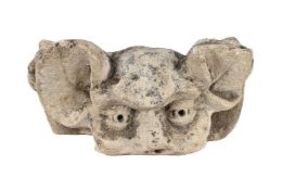 A CARVED STONE GARGOYLE FRAGMENT, POSSIBLY MID OR LATE 16TH CENTURY