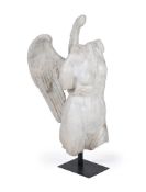 A MARBLE EFFECT COMPOSITION CLASSICAL FIGURE OF 'WINGED VICTORY OF SAMARANTH'