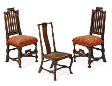 A PAIR OF WILLIAM AND MARY WALNUT SIDE CHAIRS, TOGETHER WITH A GEORGE I SIDE CHAIR