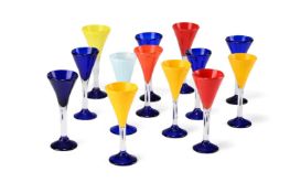 A GROUP OF VARIOUS COLOURED LIQUEUR GLASSES, SWEDISH, MODERN