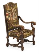 A BEECH OPEN ARMCHAIR, FRENCH, IN THE FRENCH REGENCE STYLE, LATE 19TH CENTURY