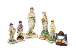 SIX VARIOUS STAFFORDSHIRE AND SOUTH YORKSHIRE FIGURES, VARIOUS DATES