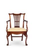 A GEORGE II MAHOGANY ARMCHAIR, MID 18TH CENTURY, POSSIBLY IRISH