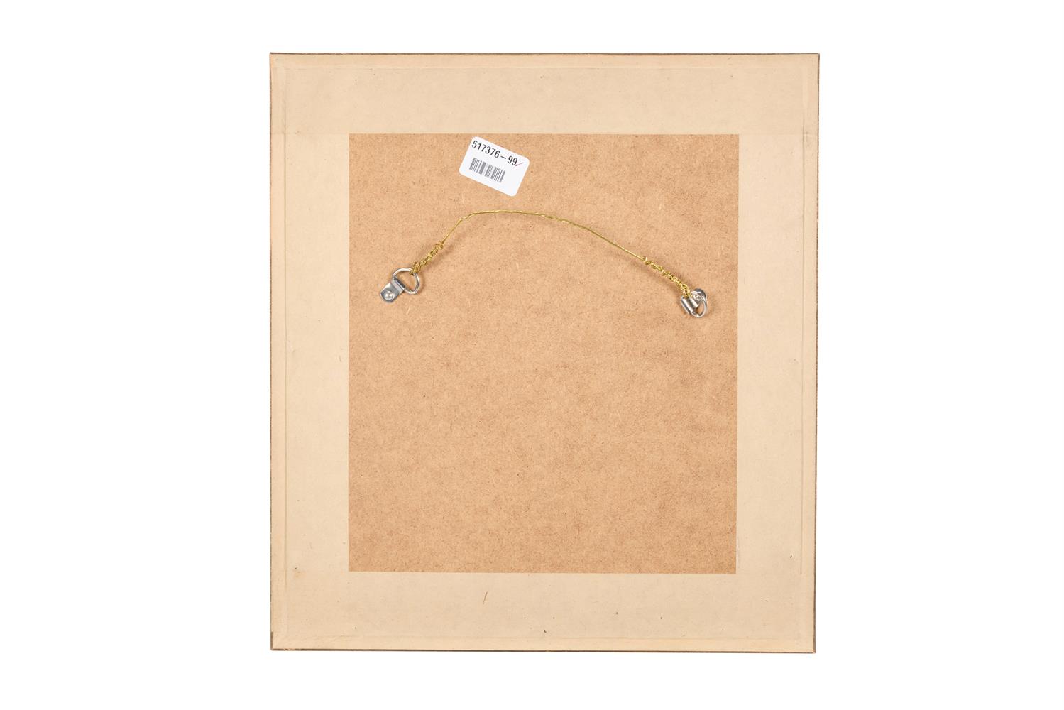 A FRAMED PAIR OF MODERN DECORATIVE INDIAN CALLIGRAPHIC PAGES PAINTED OVER OLDER MANUSCRIPTS - Image 2 of 2