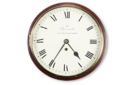 A REGENCY MAHOGANY SINGLE FUSEE WALL DIAL TIMEPIECE