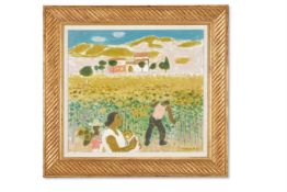 λ ALBERTO MORROCCO (BRITISH 1917-1998), CUTTING SUNFLOWERS