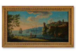 ATTRIBUTED TO ALESSANDRO GREVENBROECK (ITALIAN 1717-1787), AN ITALIAN COASTAL TOWN WITH SHIPPING AND