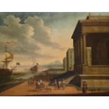 BRITISH SCHOOL (17TH CENTURY), BRITISH AND TURKISH SHIPS AND FIGURES IN A TRADING PORT ON THE LEVANT