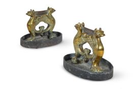 A PAIR OF BRASS AND CAST IRON BOOT SCRAPERS, FIRST HALF 19TH CENTURY