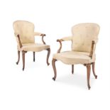 A PAIR OF GEORGE III MAHOGANY AND UPHOLSTERED ARMCHAIRS, CIRCA 1780