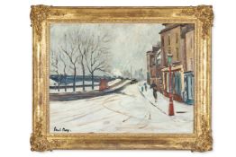 λ PAUL LUCIEN MAZE (FRENCH/BRITISH 1887-1979), THE EMBANKMENT BY CHELSEA BRIDGE IN THE SNOW