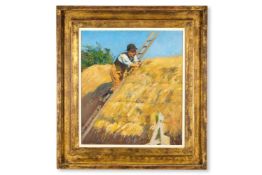 HAROLD HARVEY (BRITISH 1874-1941), THATCHING THE RICK