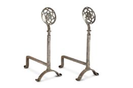 A PAIR OF LATE VICTORIAN ARTS AND CRAFTS STEEL FIREDOGS, LATE 19TH CENTURY