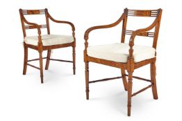 A PAIR OF REGENCY MAHOGANY ARMCHAIRS, POSSIBLY SCOTTISH, CIRCA 1815