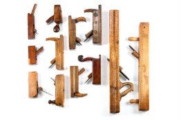 A COLLECTION OF TWELVE TREEN WOODWORKING PLANES, MOSTLY 19TH CENTURY