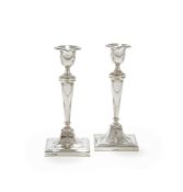 A PAIR OF EDWARDIAN SILVER CANDLESTICKS, LAMBERT & CO., LONDON 1909