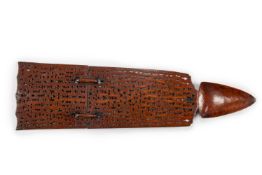 A RARE WELSH APPLEWOOD LOVE SPOON OF LARGE SIZE, PROBABLY NORTH WALES, MID 19TH CENTURY