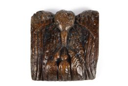 A CARVED OAK PANEL OF THE PELICAN IN PIETY, PROBABLY 15TH CENTURY