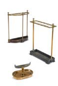 TWO EDWARDIAN BRASS AND CAST IRON STICK STANDS, EARLY 20TH CENTURY