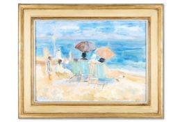 λ PEGGY SOMERVILLE (BRITISH 1918-1975), SUNSHADES, ALDEBURGH
