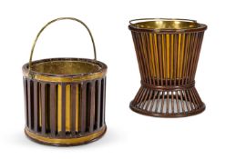 A GEORGE III MAHOGANY AND BRASS PLATE BUCKET, LATE 18TH CENTURY