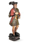 A TOBACCONIST'S POLYCHROME DECORATED CARVED WOOD ADVERTISING 'HIGHLANDER' FIGURE