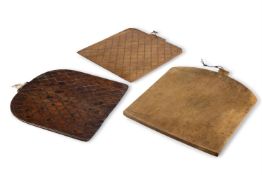 TWO GEORGE III MAHOGANY AND WALNUT RIDDLE BOARDS, LATE 18TH CENTURY