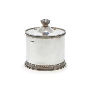LESLIE GORDON DURBIN, A SILVER BISCUIT BARREL AND COVER