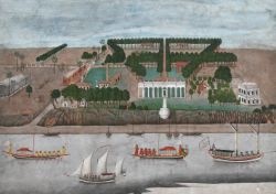 COMPANY SCHOOL (CIRCA 1770), LANDSCAPE WITH A EUROPEAN RESIDENCE NEAR MURSHIDABAD OR KASIMBAZAR