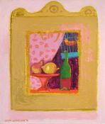 λ LEON MORROCCO (BRITISH B. 1942), WINDOW WITH BIRD AND WINE BOTTLE