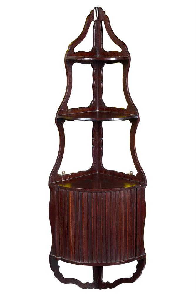 A SET OF MAHOGANY CORNER HANGING SHELVES, CIRCA 1800, POSSIBLY DUTCH