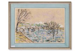 λ PAUL LUCIEN MAZE (FRENCH/BRITISH 1887-1979), FRENCH RIVER LANDSCAPE WITH BRIDGE