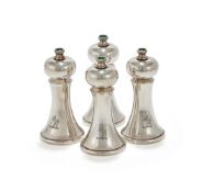 LESLIE GORDON DURBIN, A SET OF FOUR SILVER PEPPER MILLS, LONDON 1987