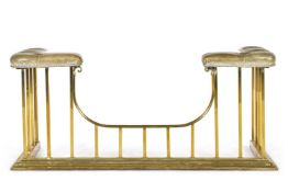 A BRASS AND LEATHER CLUB FENDER, 20TH CENTURY