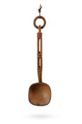 A LARGE CARVED SYCAMORE LOVE SPOON POSSIBLY WELSH, 19TH CENTURY