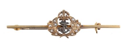 A 1920S NAVAL CROWN BAR BROOCH