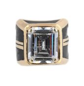 ORLANDA OLSEN, A WHITE STONE AND ENAMEL DRESS RING
