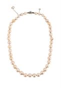 A CULTURED PEARL NECKLACE TO A DIAMOND CLASP