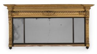 A REGENCY GILTWOOD AND GESSO TRIPTYCH OVERMANTEL MIRROR, CIRCA 1815