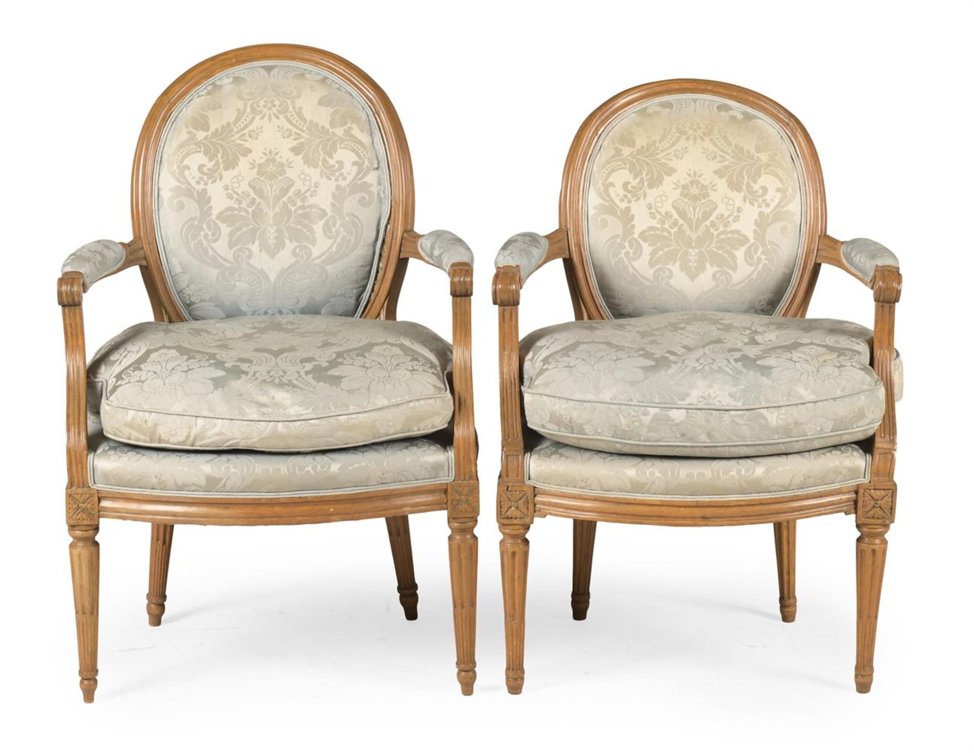 A PAIR OF LOUIS XVI STYLE BEECHWOOD FAUTEUILS ARMCHAIRS, LAST QUARTER 19TH CENTURY - Image 2 of 3
