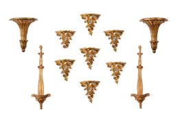 A GROUP OF ELEVEN GILT WALL BRACKETS, LATE 20TH CENTURY