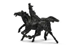 λ AUGUSTO MURER (1922-1985), A BRONZE EQUESTRIAN ANIMALIER GROUP 'GRUPPO DI CAVALLI' 1983