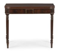 A GEORGE IV MAHOGANY FOLD OVER TEA TABLE, CIRCA 1825