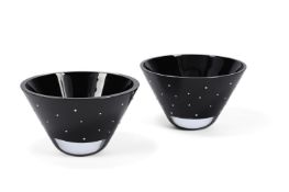 A PAIR OF SAPHIRA GERMAN ART GLASS CONICAL BOWLS, MODERN