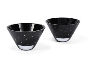 A PAIR OF SAPHIRA GERMAN ART GLASS CONICAL BOWLS, MODERN