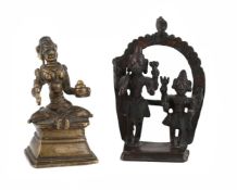 A BRONZE FIGURE OF PARVATI, WESTERN DECCAN, INDIA, 19TH CENTURY, TOGETHER WITH ANOTHER