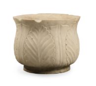AN INDIAN CARVED WHITE MARBLE BASIN, PROBABLY 20TH CENTURY